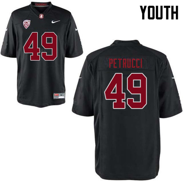 Youth #49 Kyle Petrucci Stanford Cardinal College Football Jerseys Sale-Black